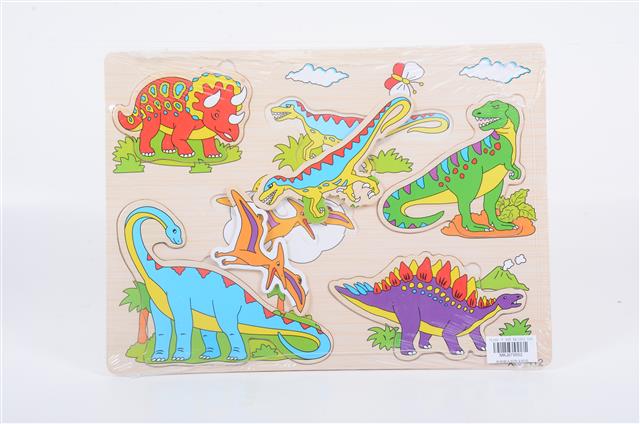 mkj679552 wooden puzzle game 热缩膜木制恐龙拼图 mktoys,美佳玩具